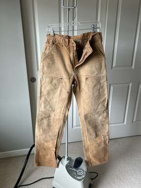 Carhartt Vintage Distressed Double-Front Work Dungaree Pants Brown Duck. 32” x 3